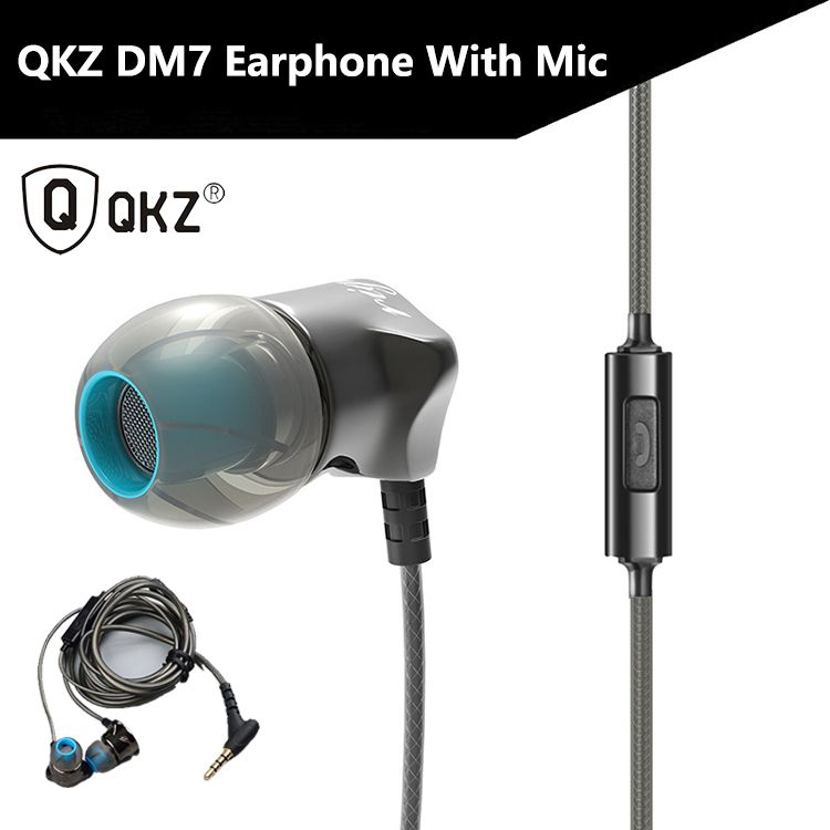 QKZ DM7 Noise Isolating HD HiFi In Ear Earphone QKZ Earphones Original Wire Control Earphones with mic 3.5MM Audio Jack Sports Wired Earphone For Android Phone ipad Computer Wired Earphone