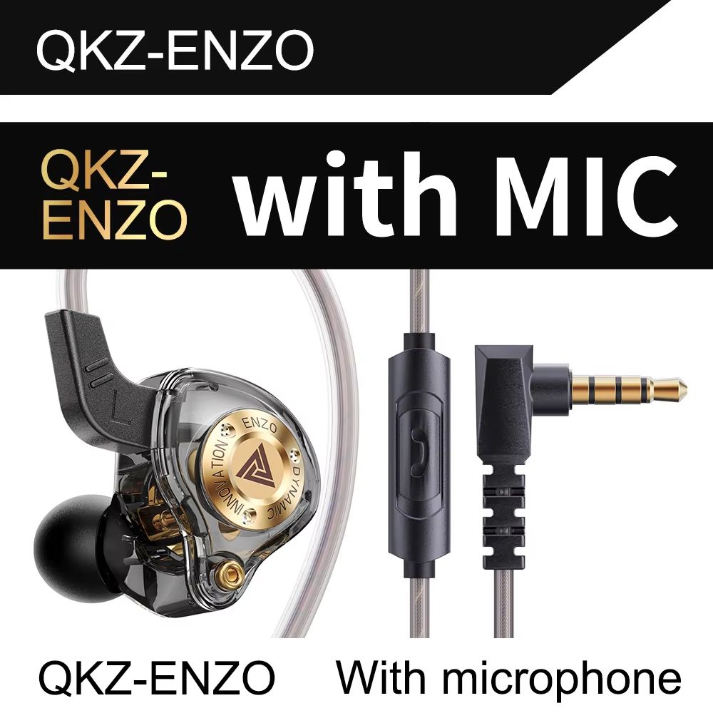 QKZ ENZO 11mm Large Dynamic Drive Earphone In ear Music IEMs With Microphone Gaming Earbuds Audiophile Headset
