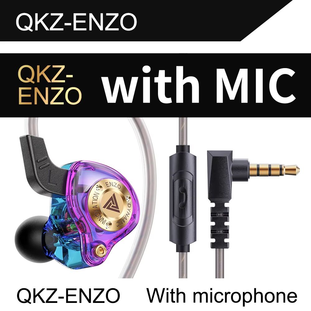 QKZ ENZO 11mm Large Dynamic Drive Earphone In ear Music IEMs With Microphone Gaming Earbuds Audiophile Headset
