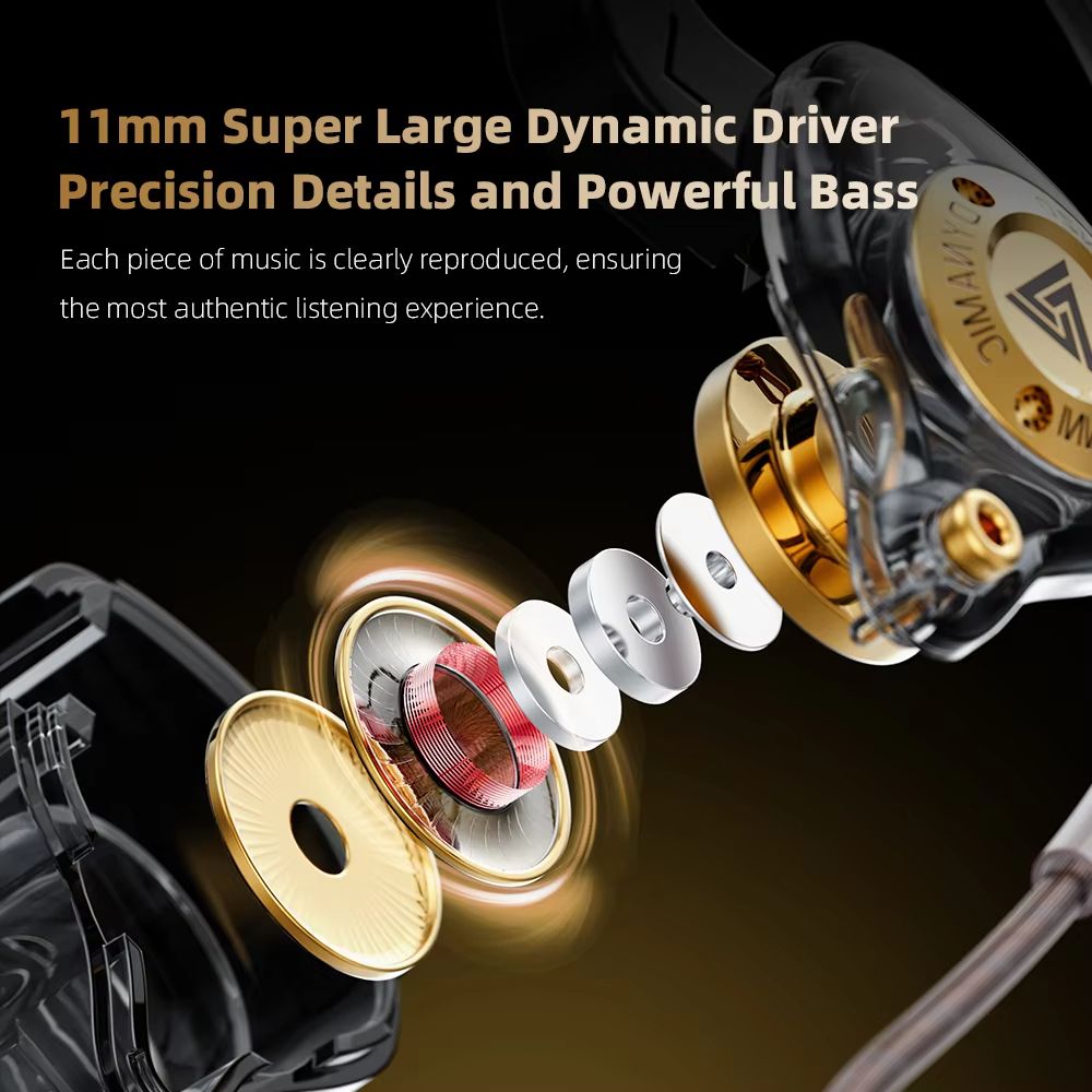 QKZ ENZO 11mm Large Dynamic Drive Earphone In ear Music IEMs With Microphone Gaming Earbuds Audiophile Headset