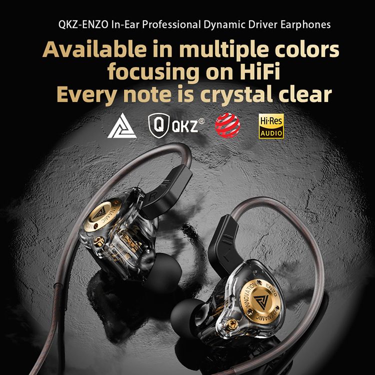 QKZ ENZO Wired Earphone with Microphone HiFi Music Monitor Bass Headphones Noise Cancelling Original Earphones Wire Control Headset For Games Sports Headphone Wire Earphone For Android Phone