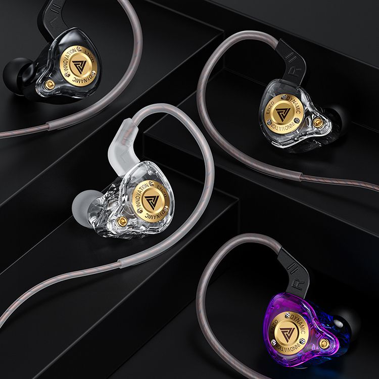 QKZ ENZO Wired Earphone with Microphone HiFi Music Monitor Bass Headphones Noise Cancelling Original Earphones Wire Control Headset For Games Sports Headphone Wire Earphone For Android Phone