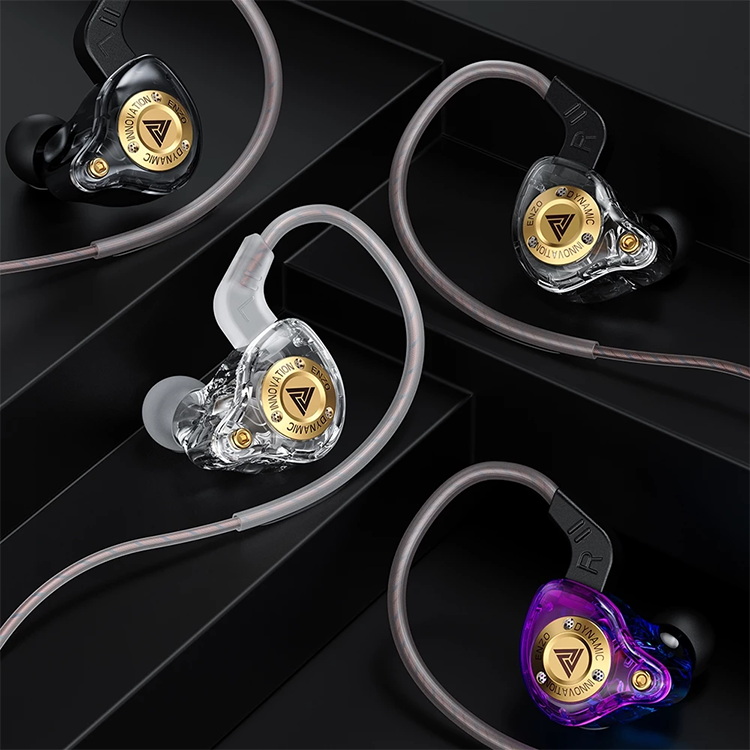 QKZ ENZO Wired Earphone with Microphone HiFi Music Monitor Bass Headphones Noise Cancelling Original Earphones Wire Control Headset For Games Sports Headphone Wire Earphone For Android Phone