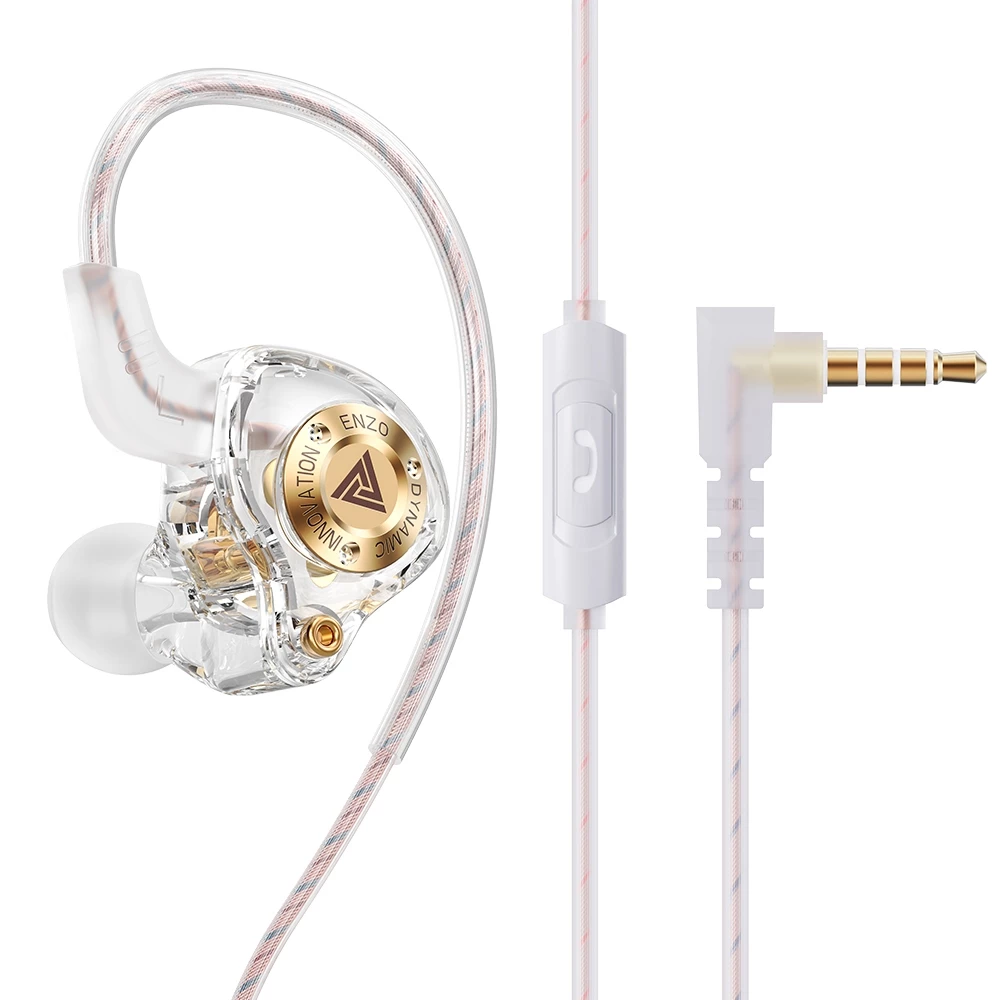 QKZ ENZO Wired Earphone with Microphone HiFi Music Monitor Bass Headphones Noise Cancelling Original Earphones Wire Control Headset For Games Sports Headphone Wire Earphone For Android Phone