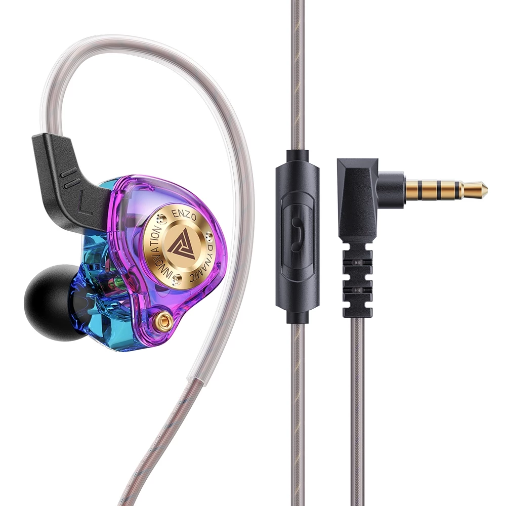 QKZ ENZO Wired Earphone with Microphone HiFi Music Monitor Bass Headphones Noise Cancelling Original Earphones Wire Control Headset For Games Sports Headphone Wire Earphone For Android Phone