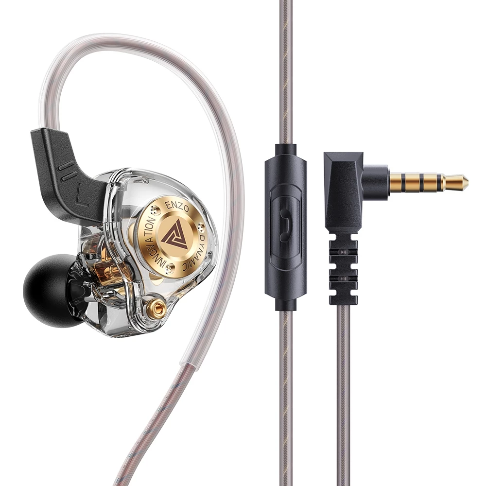 QKZ ENZO Wired Earphone with Microphone HiFi Music Monitor Bass Headphones Noise Cancelling Original Earphones Wire Control Headset For Games Sports Headphone Wire Earphone For Android Phone