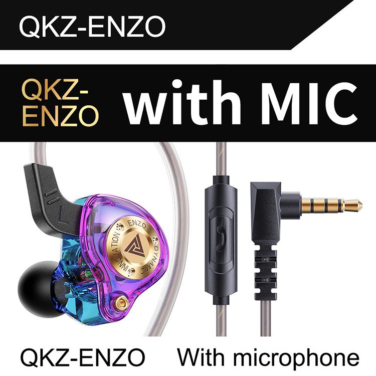 QKZ ENZO 11mm Large Dynamic Earphones HIFI Bass Earbuds In-Ear Monitor Earphone with Mic Wired Earphones Gaming Earbuds Sports Headset Wired Headphone Noise Cancelling Wired Headset 3.5MM QKZ Audio