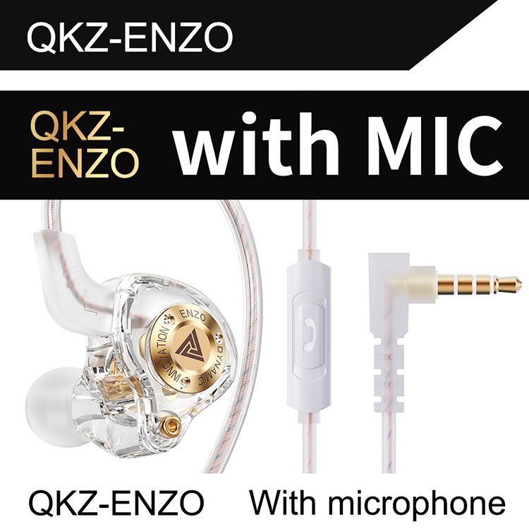 QKZ ENZO 11mm Large Dynamic Earphones HIFI Bass Earbuds In-Ear Monitor Earphone with Mic Wired Earphones Gaming Earbuds Sports Headset Wired Headphone Noise Cancelling Wired Headset 3.5MM QKZ Audio