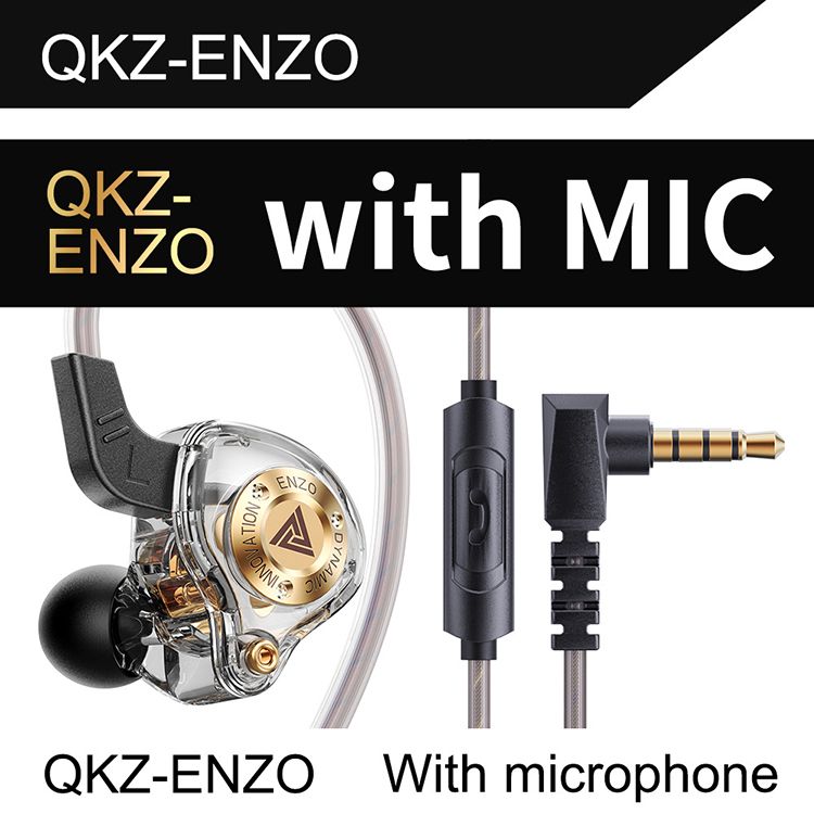 QKZ ENZO 11mm Large Dynamic Earphones HIFI Bass Earbuds In-Ear Monitor Earphone with Mic Wired Earphones Gaming Earbuds Sports Headset Wired Headphone Noise Cancelling Wired Headset 3.5MM QKZ Audio