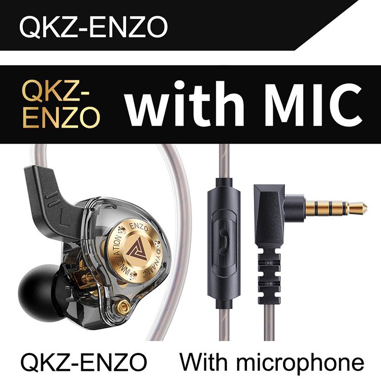 QKZ ENZO 11mm Large Dynamic Earphones HIFI Bass Earbuds In-Ear Monitor Earphone with Mic Wired Earphones Gaming Earbuds Sports Headset Wired Headphone Noise Cancelling Wired Headset 3.5MM QKZ Audio