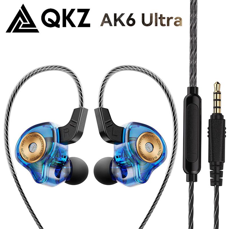 QKZ AK6-Ultra in-ear dynamic coil headphones Mobile phone monitor headphones with wire control run Sports buds 3.5mm Aux Jack Wired Earphones With Mic Gaming Earbuds Noise Cancelling Wired Earphone