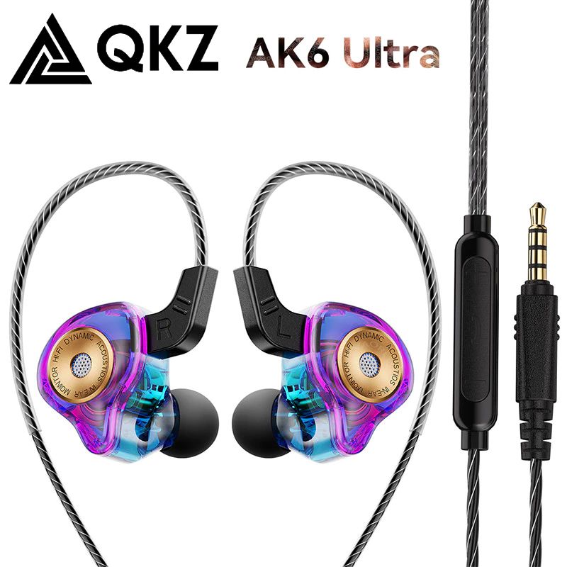 QKZ AK6-Ultra in-ear dynamic coil headphones Mobile phone monitor headphones with wire control run Sports buds 3.5mm Aux Jack Wired Earphones With Mic Gaming Earbuds Noise Cancelling Wired Earphone