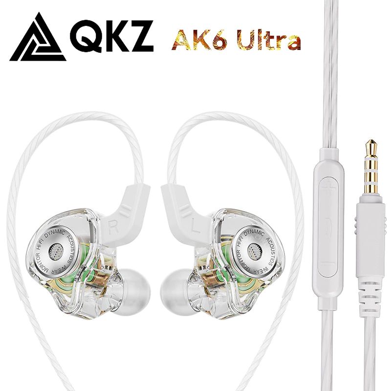 QKZ AK6-Ultra in-ear dynamic coil headphones Mobile phone monitor headphones with wire control run Sports buds 3.5mm Aux Jack Wired Earphones With Mic Gaming Earbuds Noise Cancelling Wired Earphone