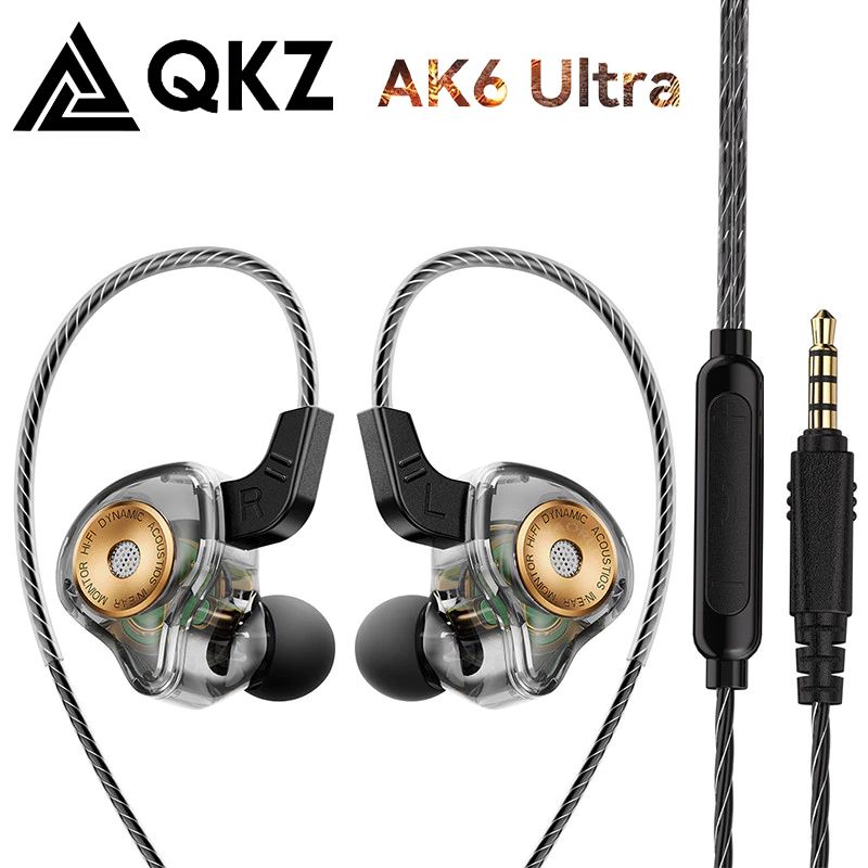 QKZ AK6-Ultra in-ear dynamic coil headphones Mobile phone monitor headphones with wire control run Sports buds 3.5mm Aux Jack Wired Earphones With Mic Gaming Earbuds Noise Cancelling Wired Earphone