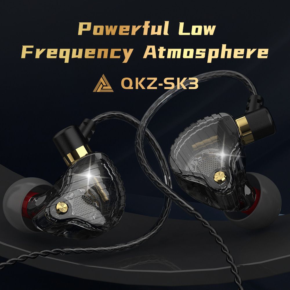 Original QKZ Earphones SK3 Earphone With MIC Wired Earphone 1.2Meters Line Control Noise Canceling Stereo Bass Sport Running Headset HIFI Monitor Earbuds Earpods Wired Headphone For Android Phone