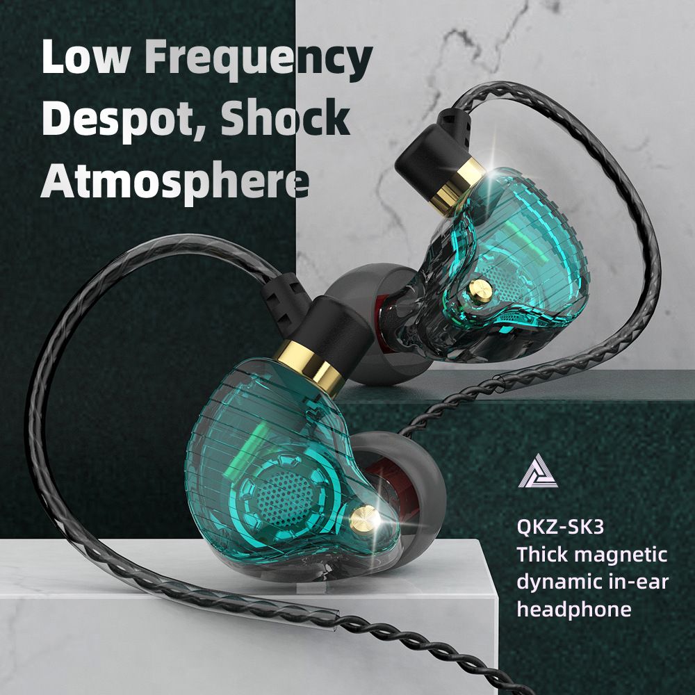 Original QKZ Earphones SK3 Earphone With MIC Wired Earphone 1.2Meters Line Control Noise Canceling Stereo Bass Sport Running Headset HIFI Monitor Earbuds Earpods Wired Headphone For Android Phone
