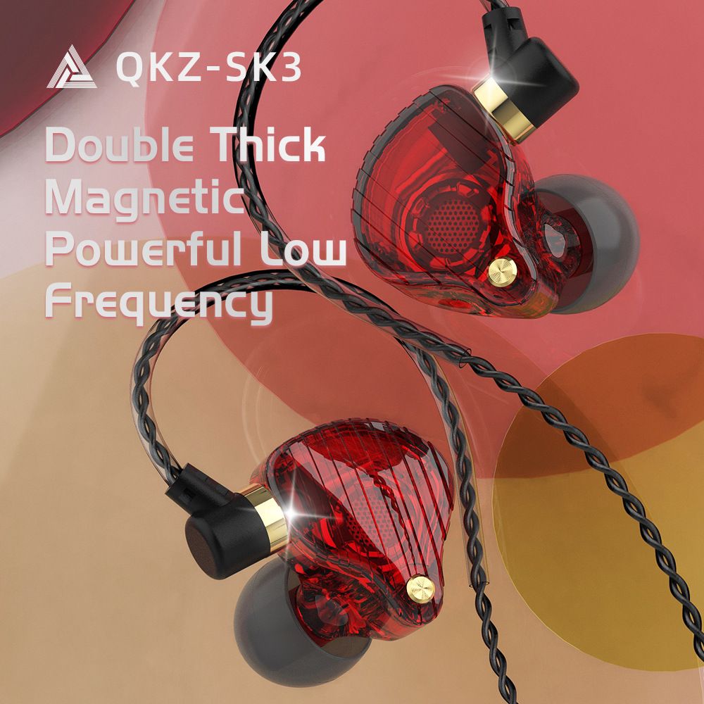 Original QKZ Earphones SK3 Earphone With MIC Wired Earphone 1.2Meters Line Control Noise Canceling Stereo Bass Sport Running Headset HIFI Monitor Earbuds Earpods Wired Headphone For Android Phone