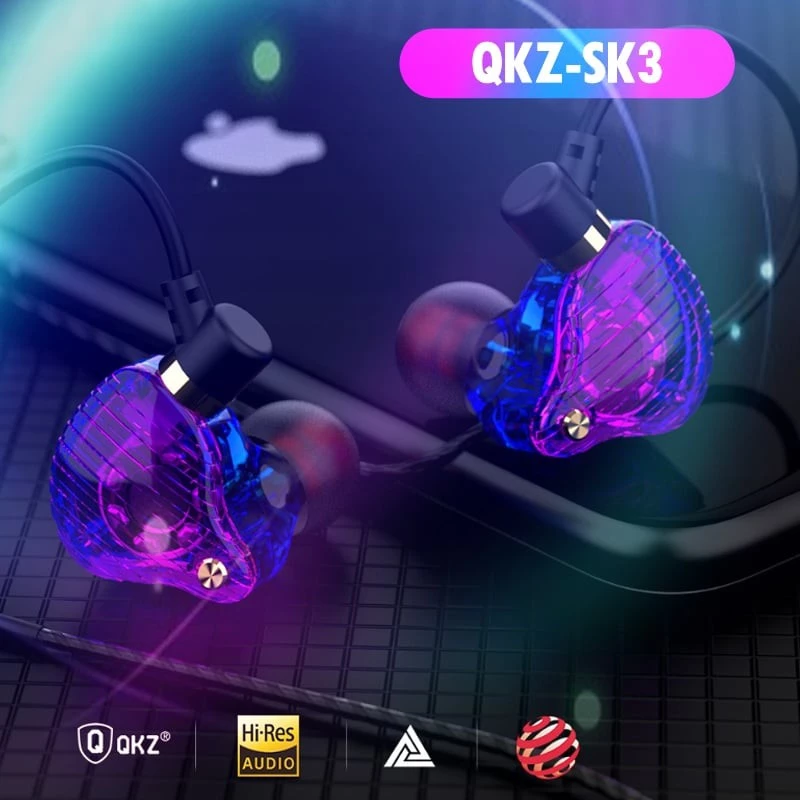 Original QKZ Earphones SK3 Earphone With MIC Wired Earphone 1.2Meters Line Control Noise Canceling Stereo Bass Sport Running Headset HIFI Monitor Earbuds Earpods Wired Headphone For Android Phone