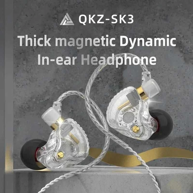 Original QKZ Earphones SK3 Earphone With MIC Wired Earphone 1.2Meters Line Control Noise Canceling Stereo Bass Sport Running Headset HIFI Monitor Earbuds Earpods Wired Headphone For Android Phone