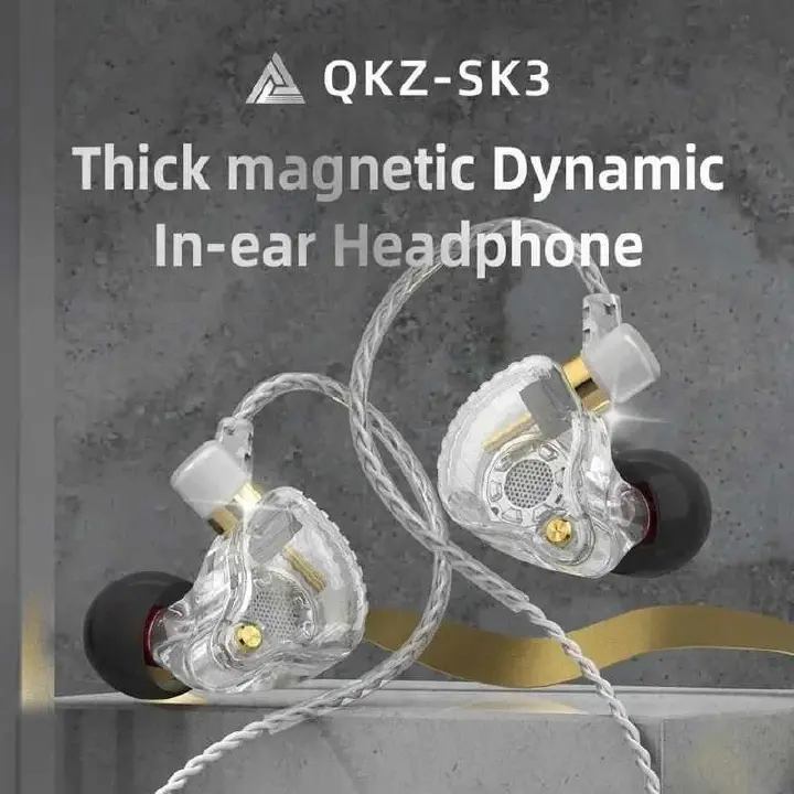 QKZ SK3 Earphone With MIC Wire Control 1.2Meters Line Control Original QKZ Earphones Noise Reduction Stereo Bass Sport Running Headset HIFI Monitor Earbuds Wired Headphone For Redmi note OPPO SONY