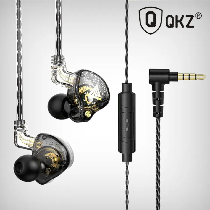 QKZ AK6 Pro In Ear Earphone Universal 3.5mm Sports Headphone HiFi Headset with Mic Noise Reduction Wired Earphones Super Bass Earbuds L-shaped plug Gaming Earphone QKZ Original Earphone