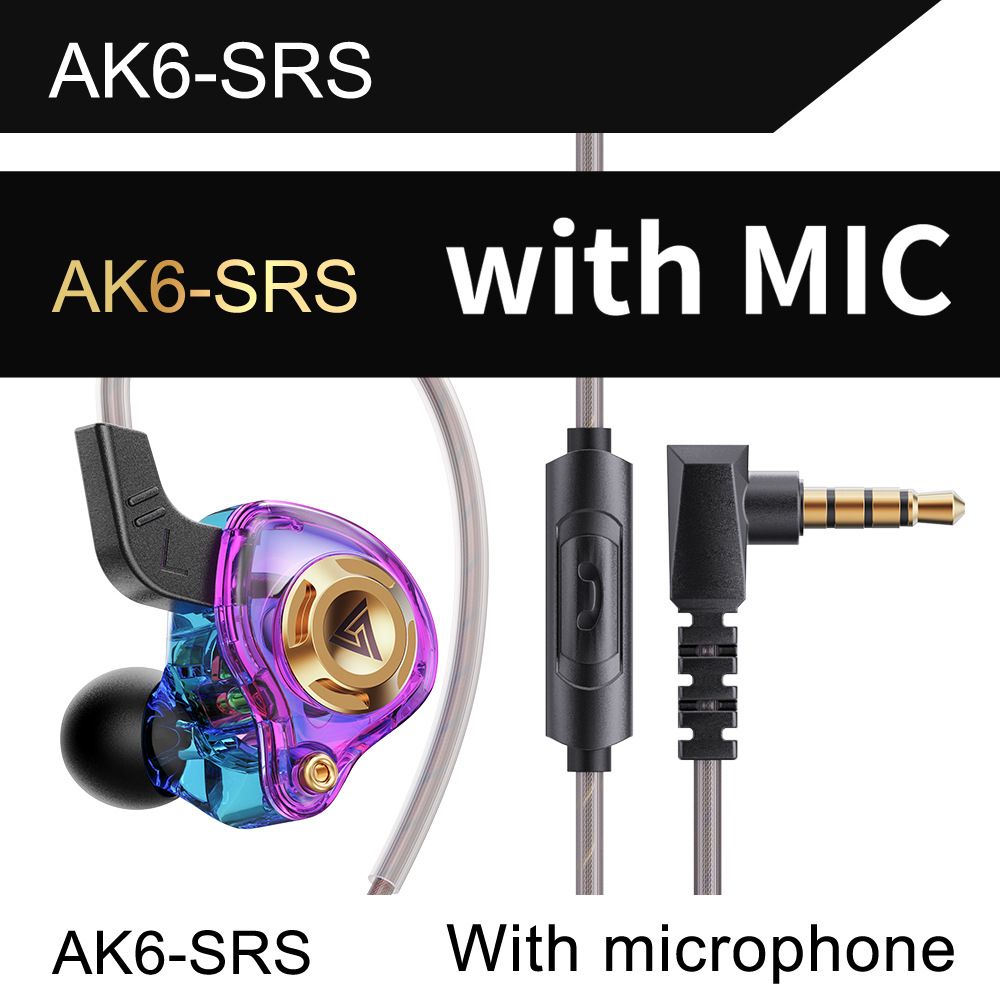 Original QKZ AK6 SRS Earphones Driver HiFi Wired Earphone Race Sport Headphone Bass Stereo Headset Music Wired Earbuds 3.5MM In Ear With Mic Wired Earphones Sports Earphones