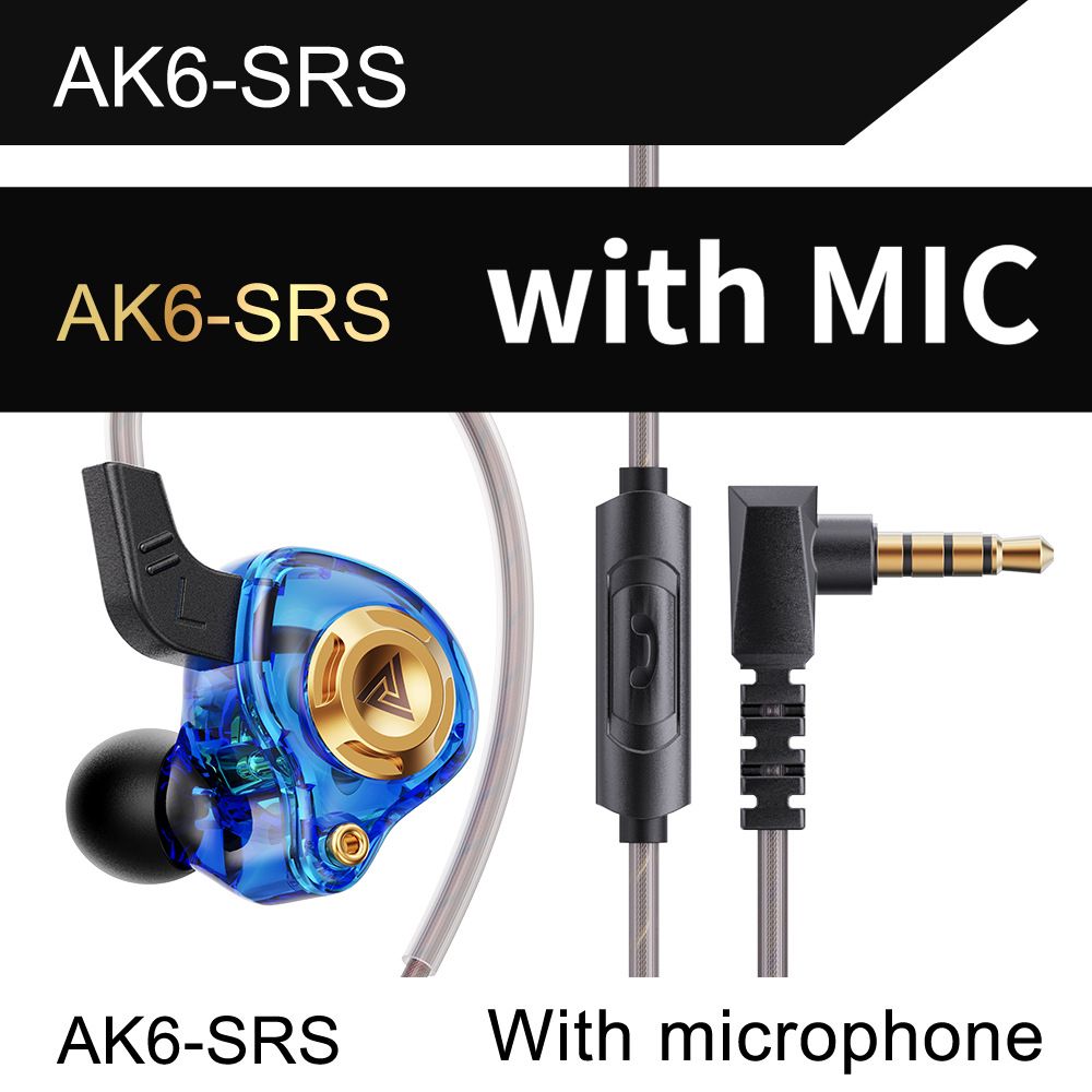Original QKZ AK6 SRS Earphones Driver HiFi Wired Earphone Race Sport Headphone Bass Stereo Headset Music Wired Earbuds 3.5MM In Ear With Mic Wired Earphones Sports Earphones