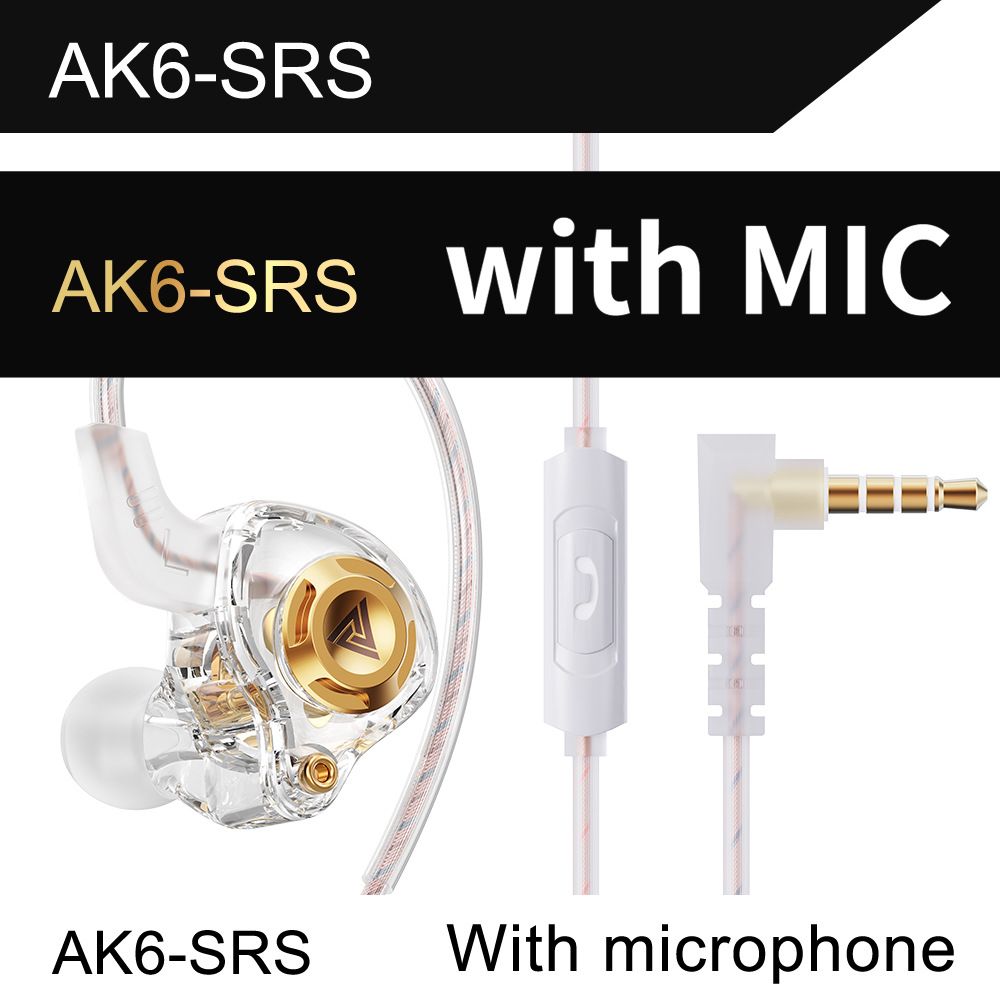 Original QKZ AK6 SRS Earphones Driver HiFi Wired Earphone Race Sport Headphone Bass Stereo Headset Music Wired Earbuds 3.5MM In Ear With Mic Wired Earphones Sports Earphones