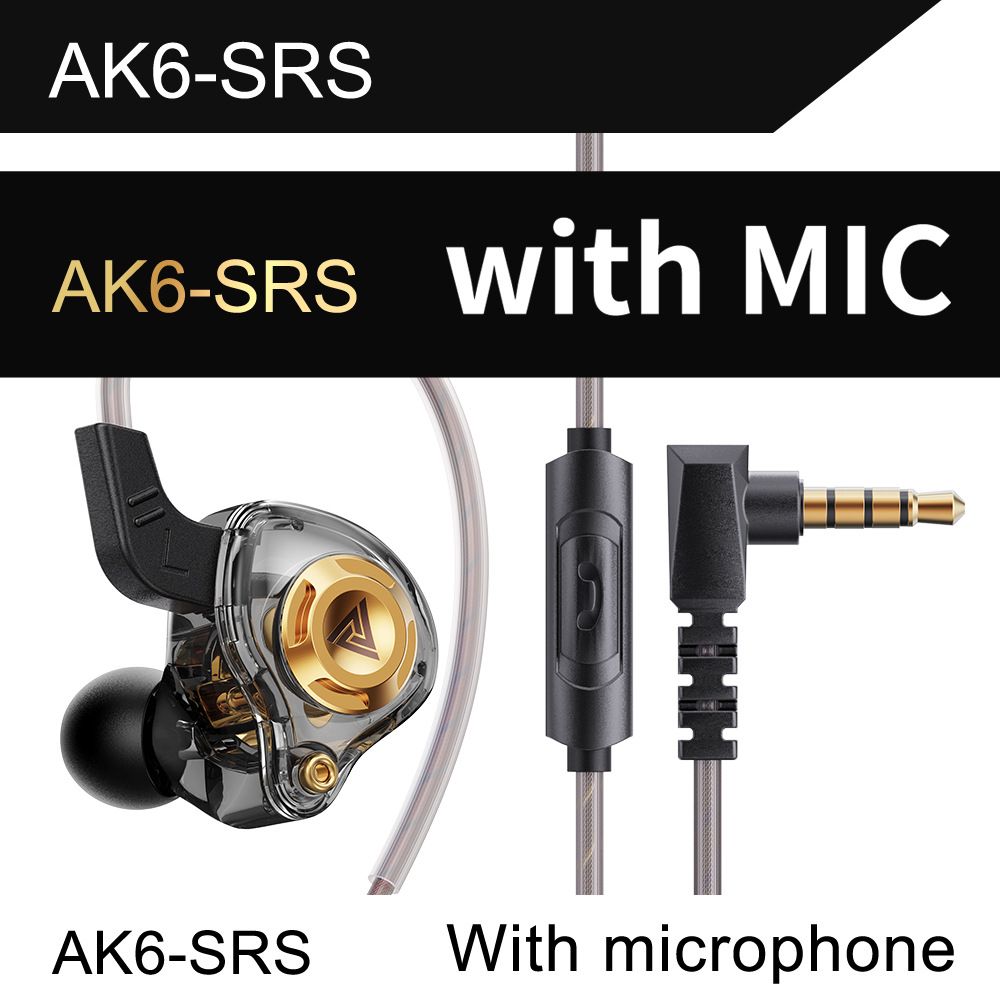 Original QKZ AK6 SRS Earphones Driver HiFi Wired Earphone Race Sport Headphone Bass Stereo Headset Music Wired Earbuds 3.5MM In Ear With Mic Wired Earphones Sports Earphones
