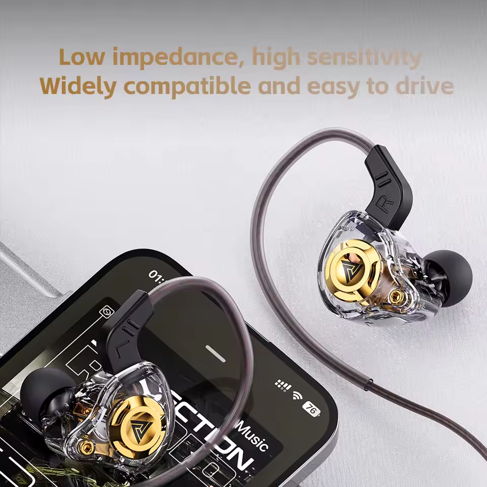 Original QKZ AK6 SRS Driver HiFi Wired Earphone Race Sport Headphone Bass Stereo Headset Music Earbuds 3.5MM In Ear With Mic Mobile Phone Headphones Sports Earphones For Android Phone QKZ Original Bud