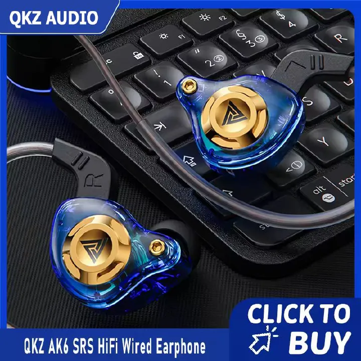 Original QKZ AK6 SRS Driver HiFi Wired Earphone Race Sport Headphone Bass Stereo Headset Music Earbuds 3.5MM In Ear With Mic Mobile Phone Headphones Sports Earphones For Android Phone QKZ Original Bud