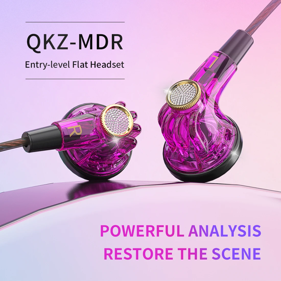 QKZ MDR Dynamic Driver HiFi Headphones with Mic In Ear Earphone Flat Head Plug Earbuds Bass Headset For Gym Sports Earphones Running Music Headset QKZ Earphones Original Wired Earphone With Microphone