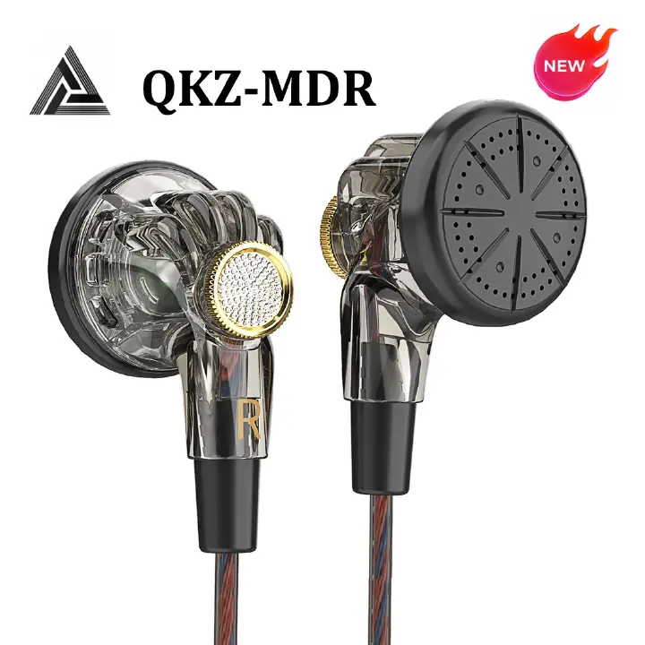 QKZ MDR Dynamic Driver HiFi Headphones with Mic In Ear Earphone Flat Head Plug Earbuds Bass Headset For Gym Sports Earphones Running Music Headset QKZ Earphones Original Wired Earphone With Microphone