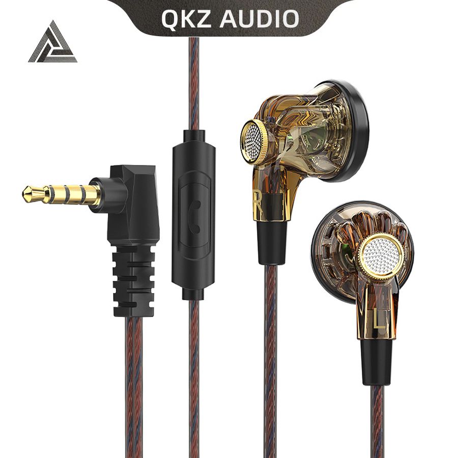 QKZ MDR Dynamic Driver HiFi Headphones with Mic In Ear Earphone Flat Head Plug Earbuds Bass Headset For Gym Sports Earphones Running Music Headset QKZ Earphones Original Wired Earphone With Microphone