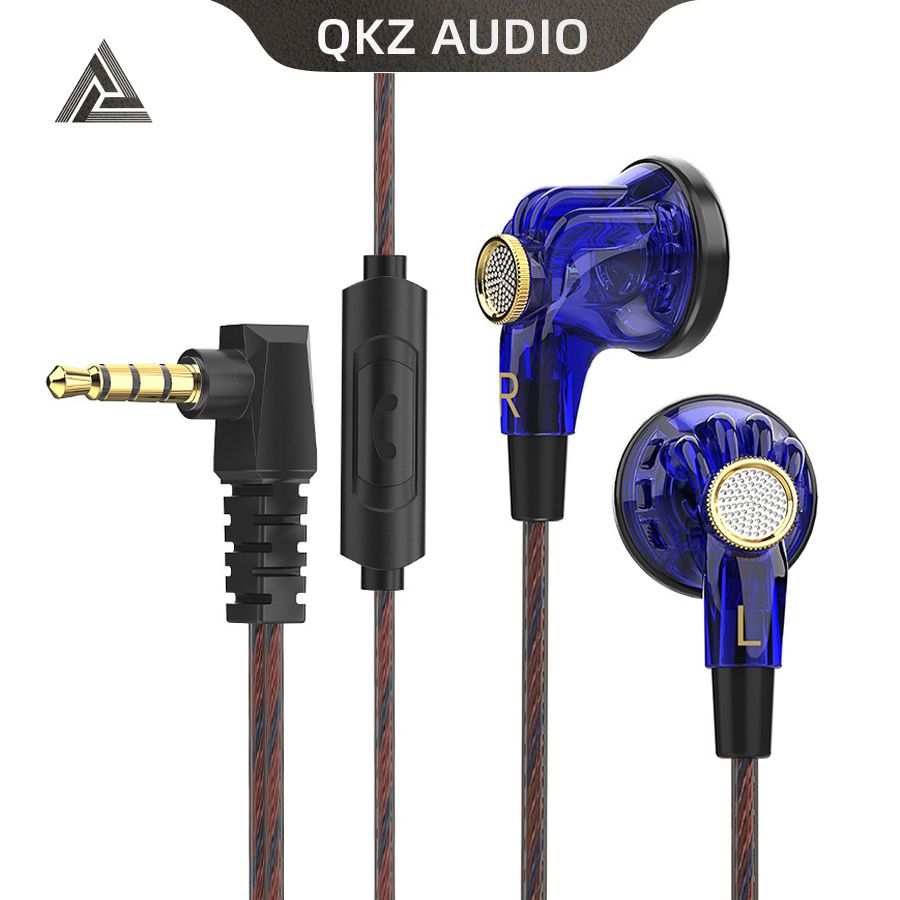 QKZ MDR Dynamic Driver HiFi Headphones with Mic In Ear Earphone Flat Head Plug Earbuds Bass Headset For Gym Sports Earphones Running Music Headset QKZ Earphones Original Wired Earphone With Microphone