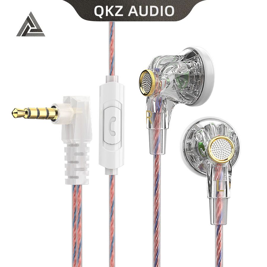 QKZ MDR Dynamic Driver HiFi Headphones with Mic In Ear Earphone Flat Head Plug Earbuds Bass Headset For Gym Sports Earphones Running Music Headset QKZ Earphones Original Wired Earphone With Microphone
