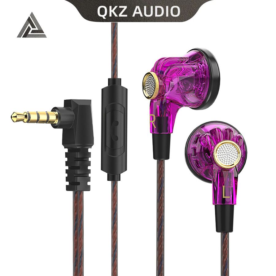 QKZ MDR Dynamic Driver HiFi Headphones with Mic In Ear Earphone Flat Head Plug Earbuds Bass Headset For Gym Sports Earphones Running Music Headset QKZ Earphones Original Wired Earphone With Microphone