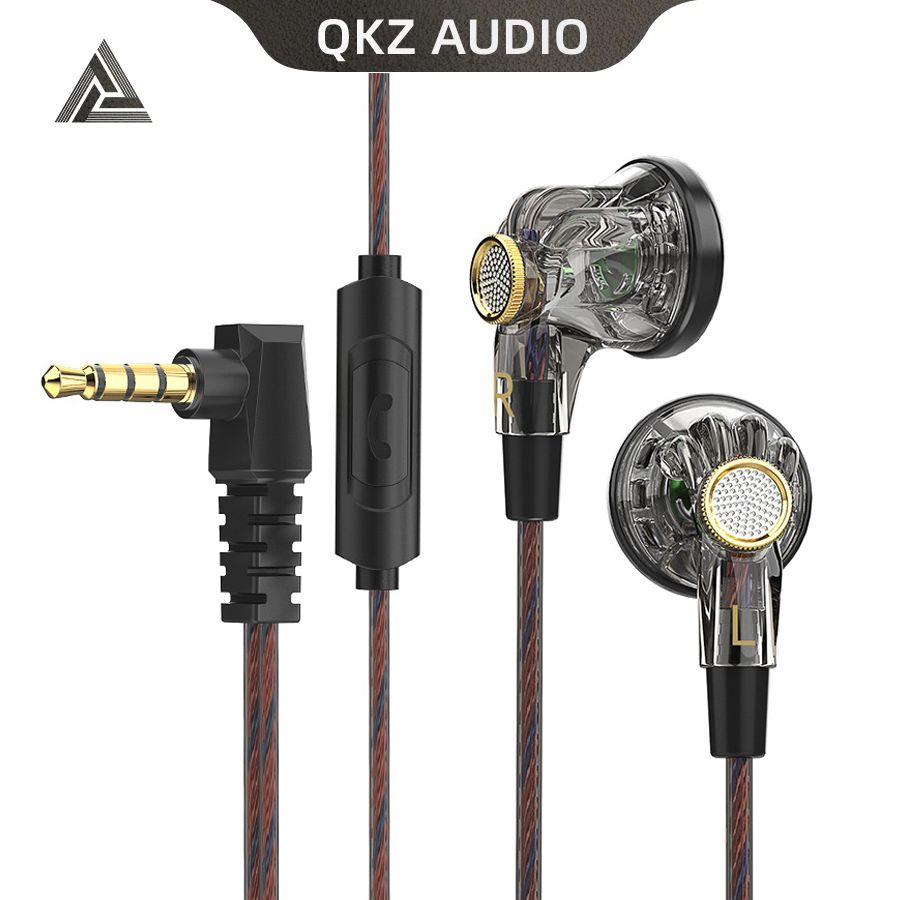 QKZ MDR Dynamic Driver HiFi Headphones with Mic In Ear Earphone Flat Head Plug Earbuds Bass Headset For Gym Sports Earphones Running Music Headset QKZ Earphones Original Wired Earphone With Microphone