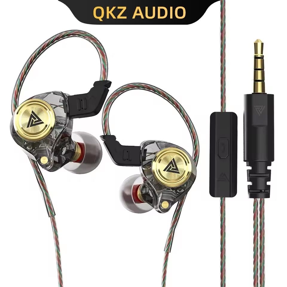 QKZ AK3 FiLe Wired Earphone with Microphone HiFi Music Monitor In Ear Bass Hifi Sound Headphones Noise Cancelling Headset For Sport Gaming Earbuds Original QKZ Headphones