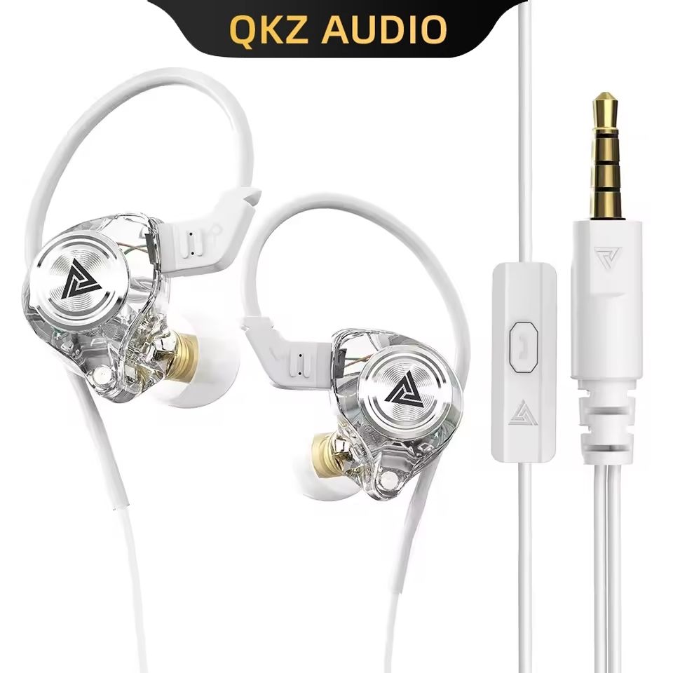 QKZ AK3 FiLe Wired Earphone with Microphone HiFi Music Monitor In Ear Bass Hifi Sound Headphones Noise Cancelling Headset For Sport Gaming Earbuds Original QKZ Headphones