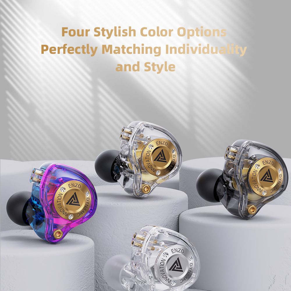 QKZ ENZO PRO In-Ear Professional Dynamic Driver Earphones Copper Wire HD Microphone with inline control Hi-Res Audio Deep Bass Sound Misic Earphones Wired Headphones Removable Wired Earphone With Mic