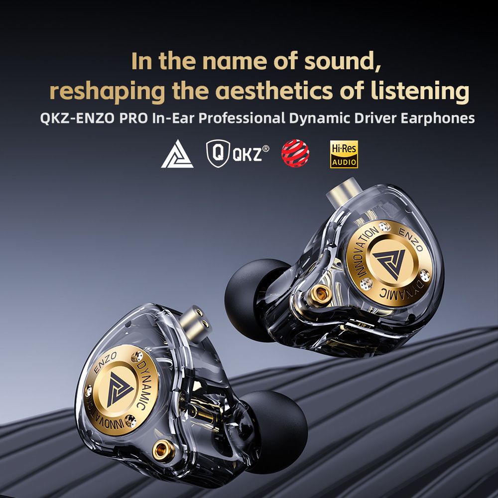 QKZ ENZO PRO In-Ear Professional Dynamic Driver Earphones Copper Wire HD Microphone with inline control Hi-Res Audio Deep Bass Sound Misic Earphones Wired Headphones Removable Wired Earphone With Mic