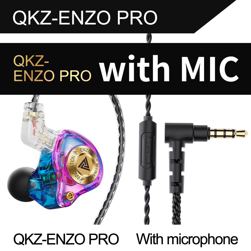 QKZ ENZO PRO In-Ear Professional Dynamic Driver Earphones Copper Wire HD Microphone with inline control Hi-Res Audio Deep Bass Sound Misic Earphones Wired Headphones Removable Wired Earphone With Mic