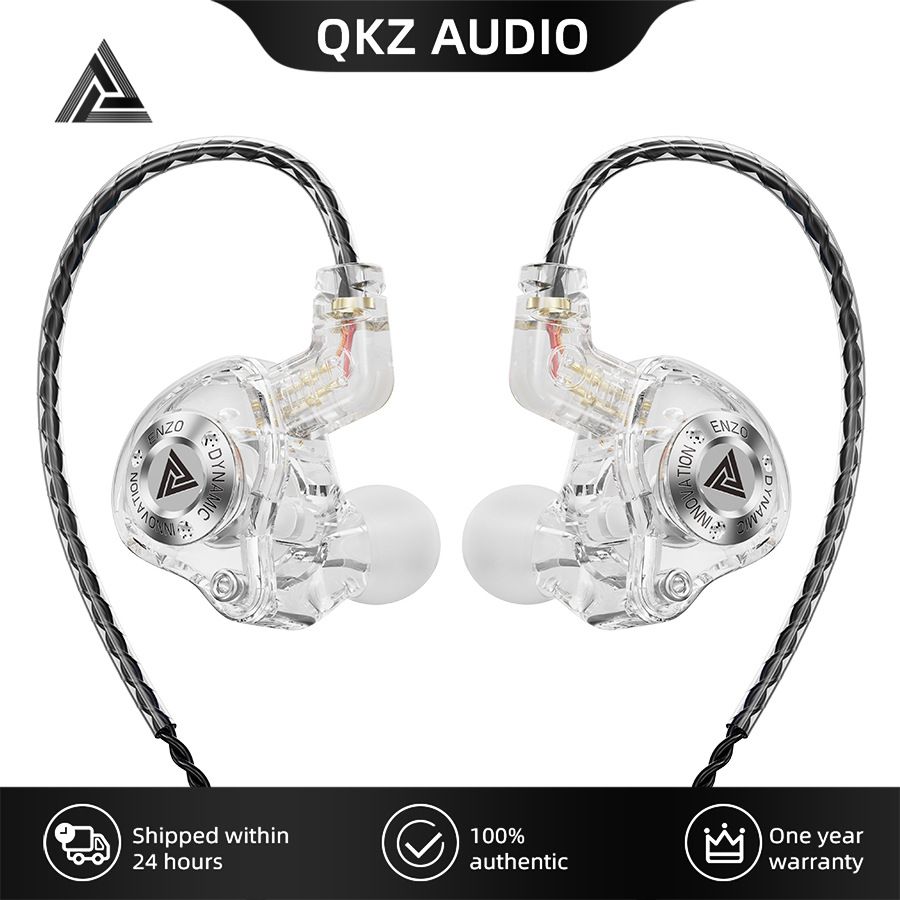 QKZ ENZO PRO In-Ear Professional Dynamic Driver Earphones Copper Wire HD Microphone with inline control Hi-Res Audio Deep Bass Sound Misic Earphones Wired Headphones Removable Wired Earphone With Mic