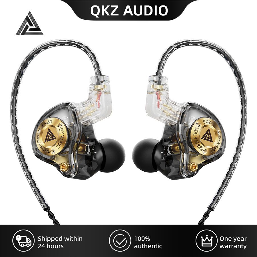 QKZ ENZO PRO In-Ear Professional Dynamic Driver Earphones Copper Wire HD Microphone with inline control Hi-Res Audio Deep Bass Sound Misic Earphones Wired Headphones Removable Wired Earphone With Mic