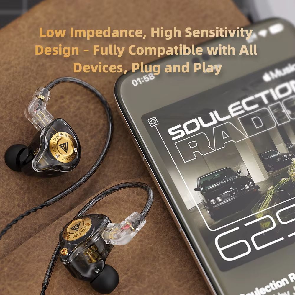 QKZ ENZO PRO In-Ear Professional Dynamic Driver Earphones Copper Wire HD Microphone with inline control Hi-Res Audio Deep Bass Sound Misic Earphones Wired Headphones Removable Wired Earphone With Mic