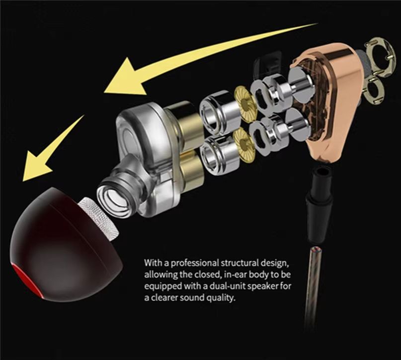 QKZ CK8 7D 3.5mm HiFi in-Ear Earphone Wired Dual Dynamaic loudspeaker Driver Super Bass Stereo Earbud Wired Headset Sleeping Earbuds Sleeping Earpods QKZ Original Earphones Sport Earphone With Mic