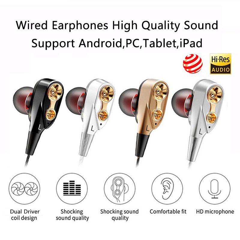 QKZ CK8 7D 3.5mm HiFi in-Ear Earphone Wired Dual Dynamaic loudspeaker Driver Super Bass Stereo Earbud Wired Headset Sleeping Earbuds Sleeping Earpods QKZ Original Earphones Sport Earphone With Mic
