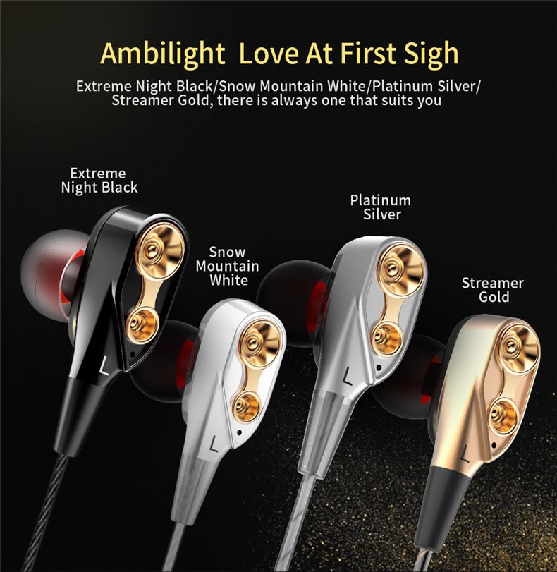 QKZ CK8 7D 3.5mm HiFi in-Ear Earphone Wired Dual Dynamaic loudspeaker Driver Super Bass Stereo Earbud Wired Headset Sleeping Earbuds Sleeping Earpods QKZ Original Earphones Sport Earphone With Mic