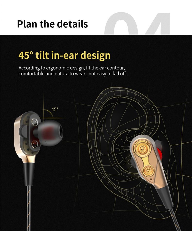 QKZ CK8 7D 3.5mm HiFi in-Ear Earphone Wired Dual Dynamaic loudspeaker Driver Super Bass Stereo Earbud Wired Headset Sleeping Earbuds Sleeping Earpods QKZ Original Earphones Sport Earphone With Mic